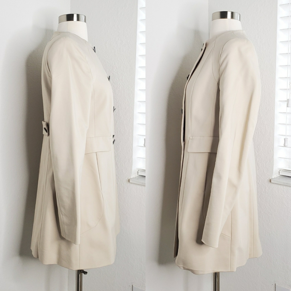 Zara Basic Collarless Double Breasted Coat L. - image 3